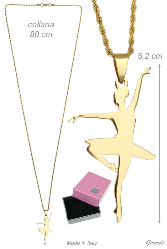 Collana Color Oro Con Pendente Ballerina Sous-sus In Acciaio